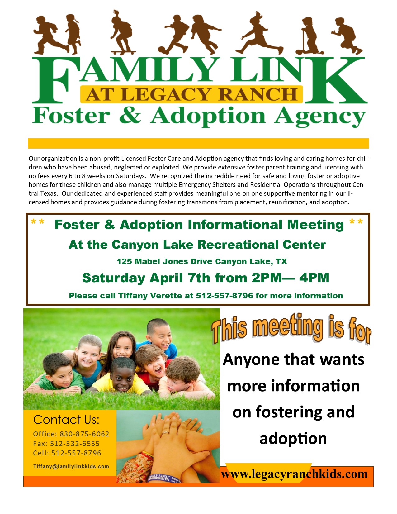 informational flyer familylink kids at legacy ranch